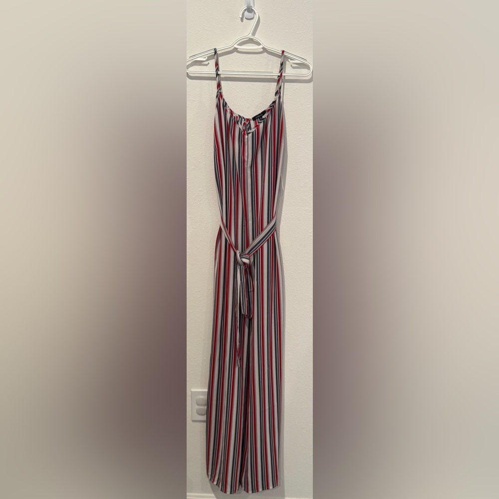 Ambiance Women’s Red, White, and Black Striped Jumpsuit